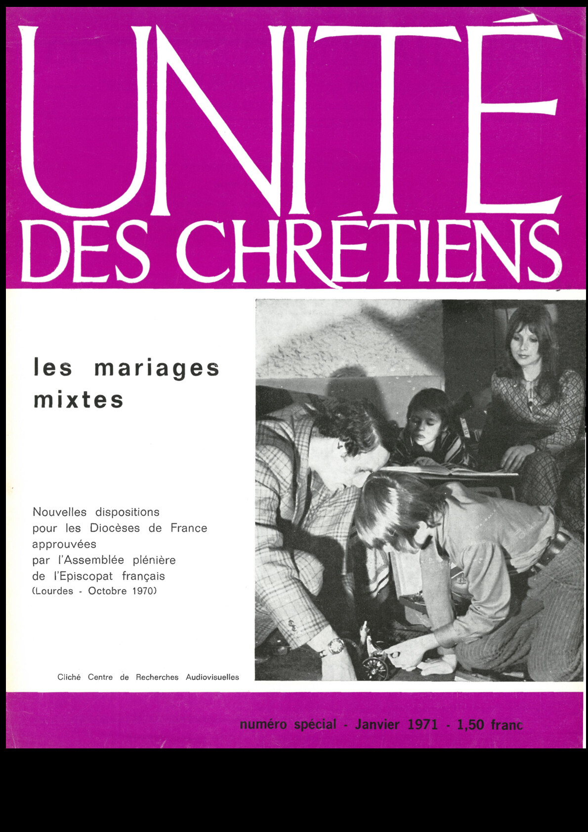 Les mariages mixtes : Nouvelles dispositions pour les Diocèses de France (Lourdes – Octobre 1970 – 8 p.)